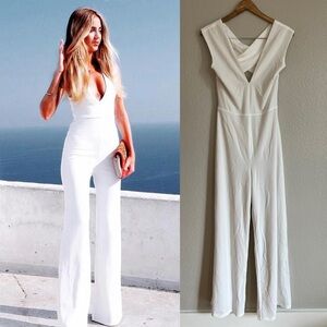 Thinking Out Loud White Backless Jumpsuit